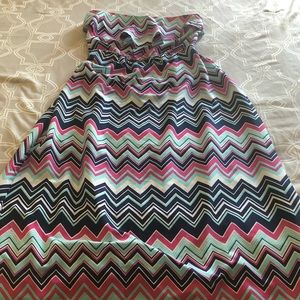 Chevron print,Open back, floor length maxi dress